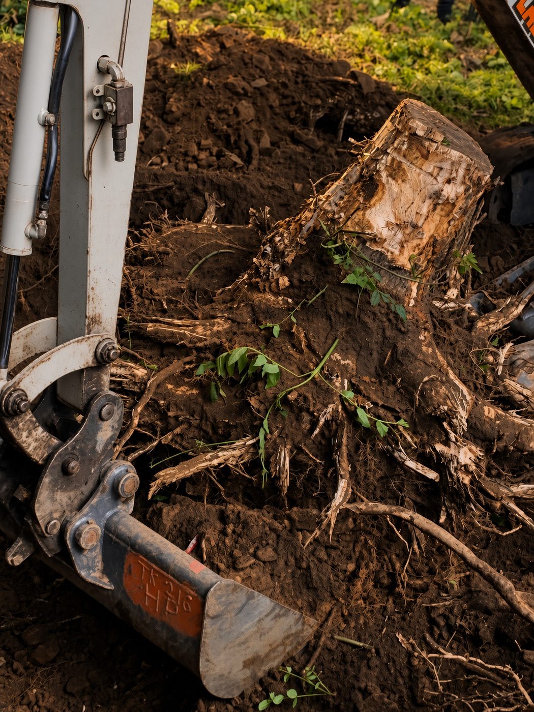 A tree stump coming out of the ground