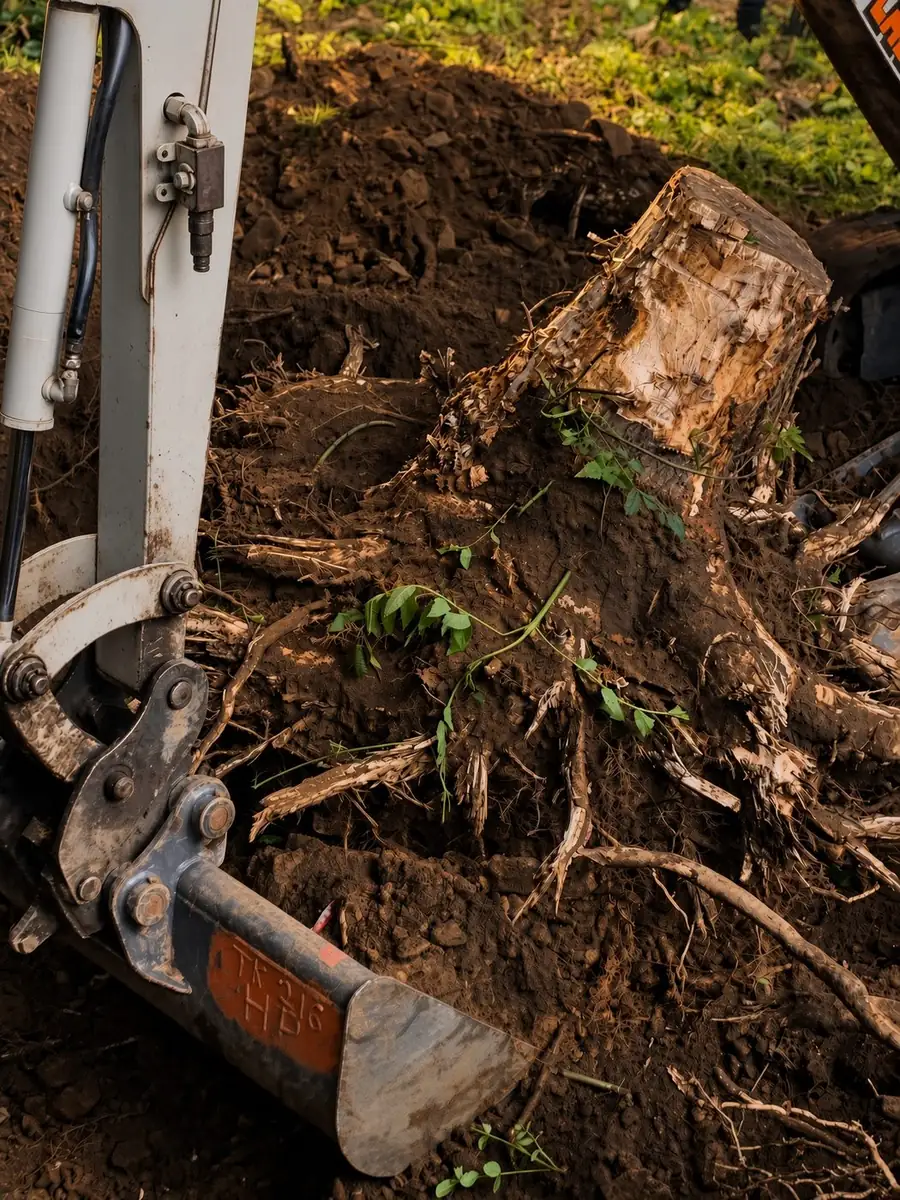 A tree stump coming out of the ground