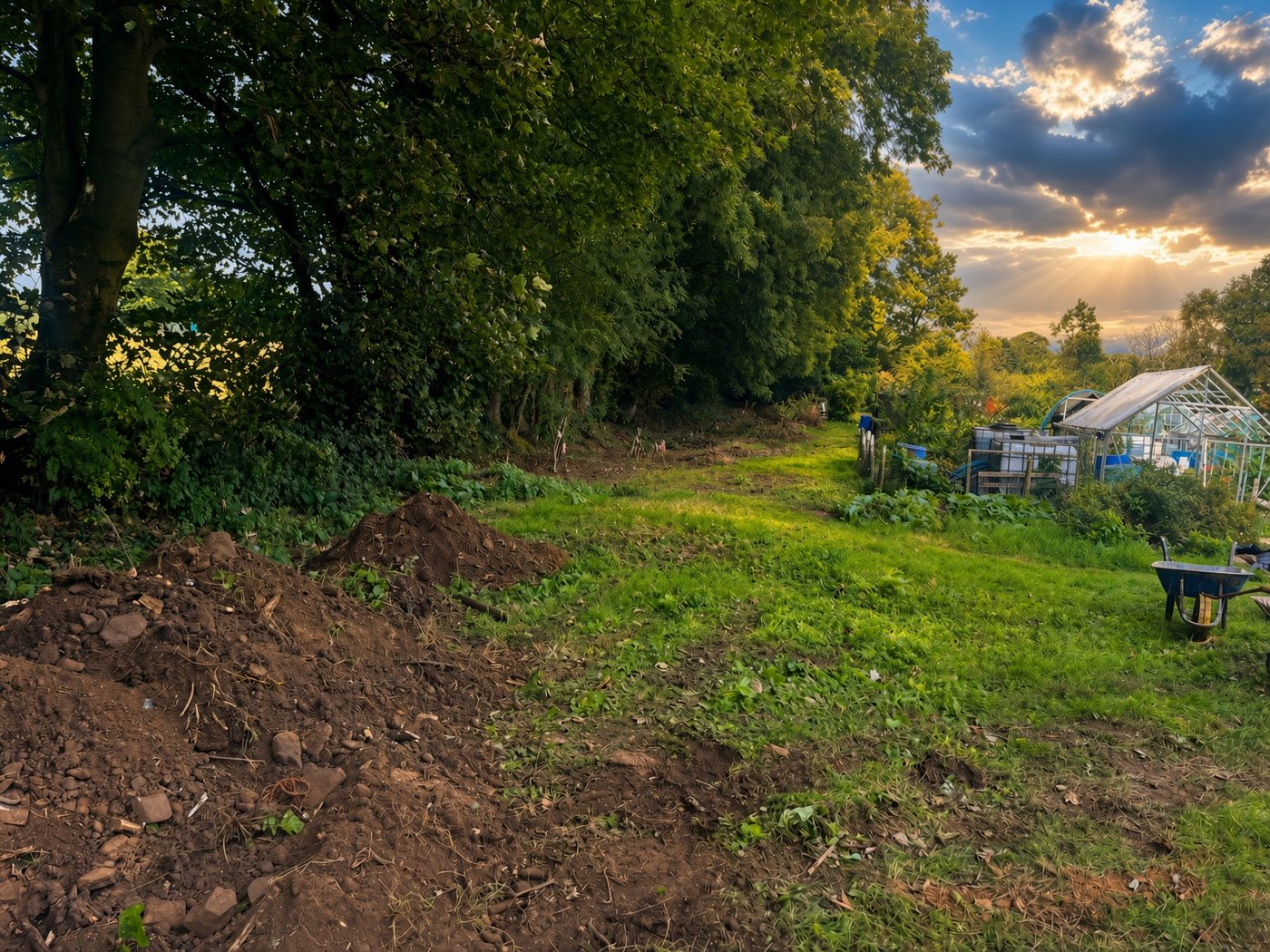 Spoil heaps at the end of a day's clearance