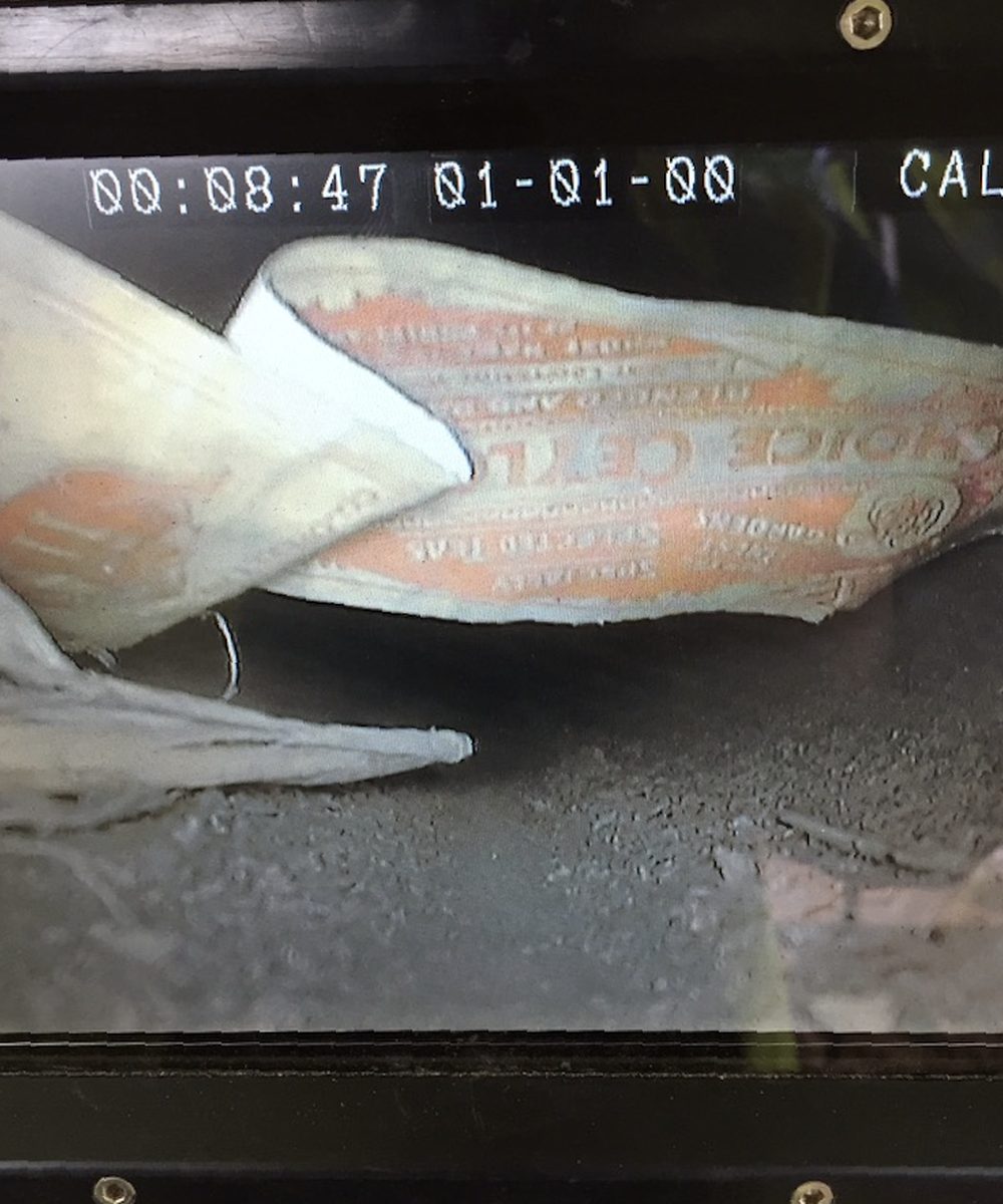 CCTV monitor showing the inside of a gas main during a camera survey