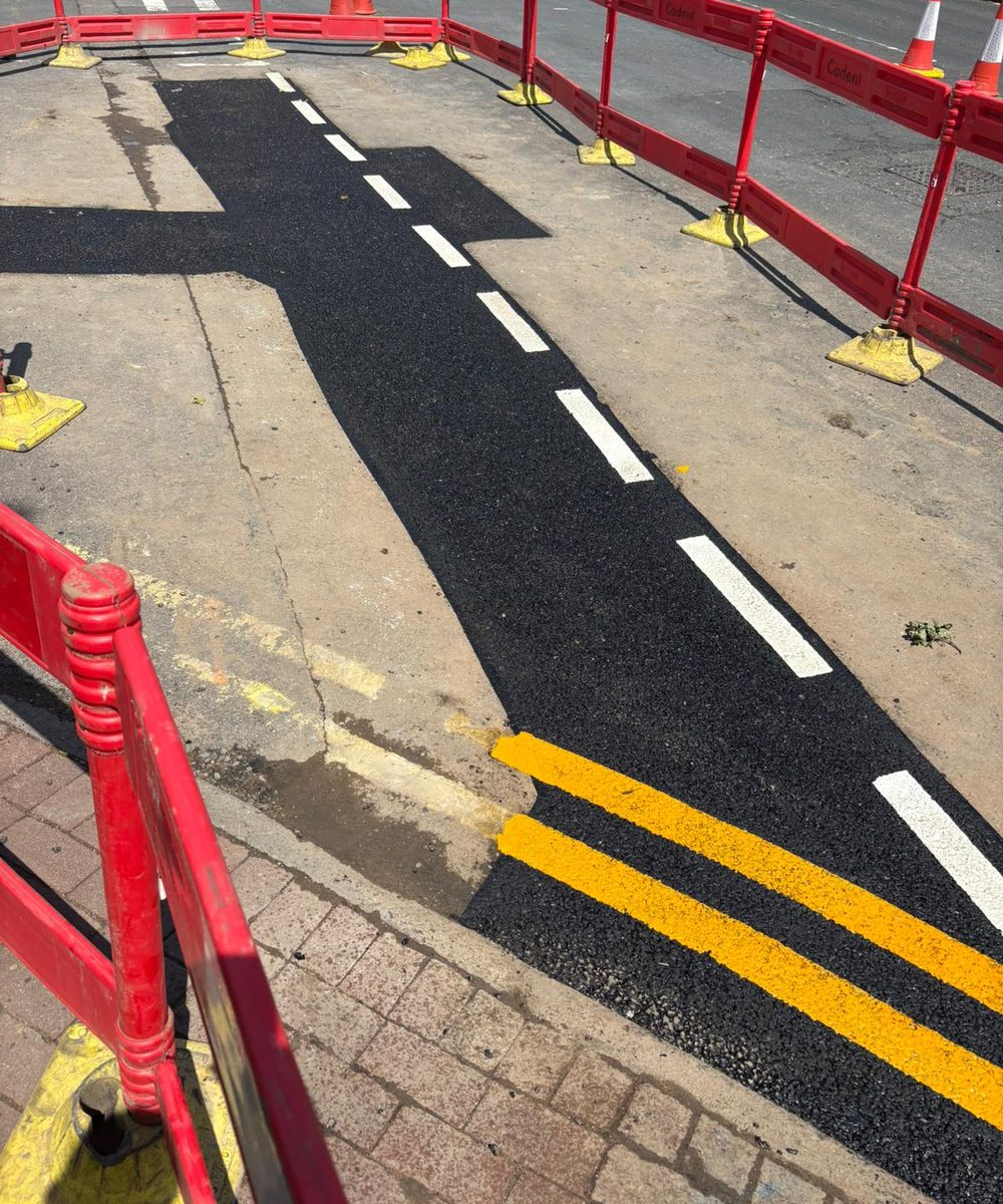 Carriageway reinstatement laid and compacted