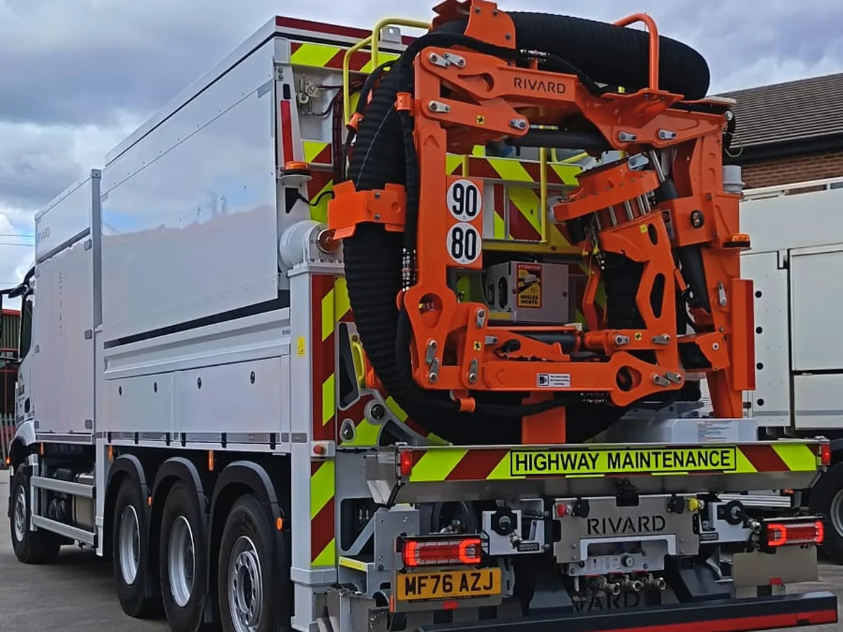 Rear of the machine with the suction boom folded